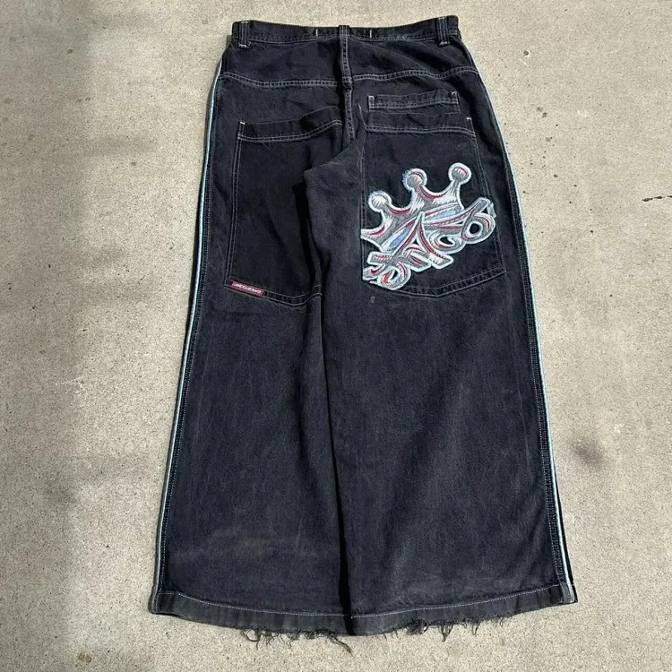 Vintage Crown Embroidered Denim Pants [22 styles]