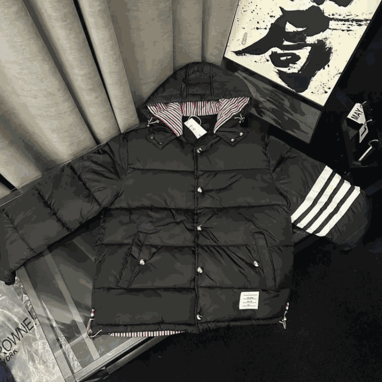 Thom Browne 4-Bar Hooded Puffe