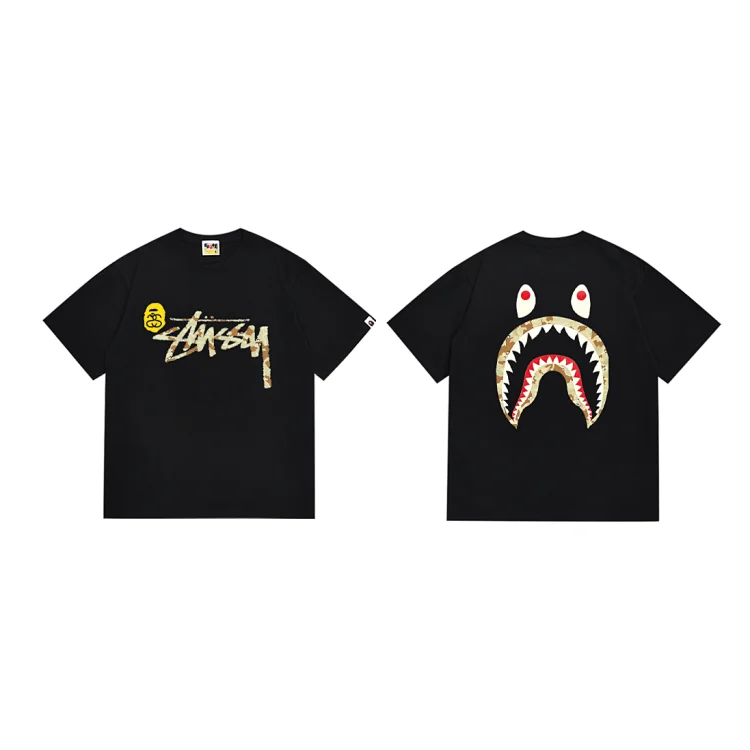 Stussy x Bape Shark Camo T-Shi