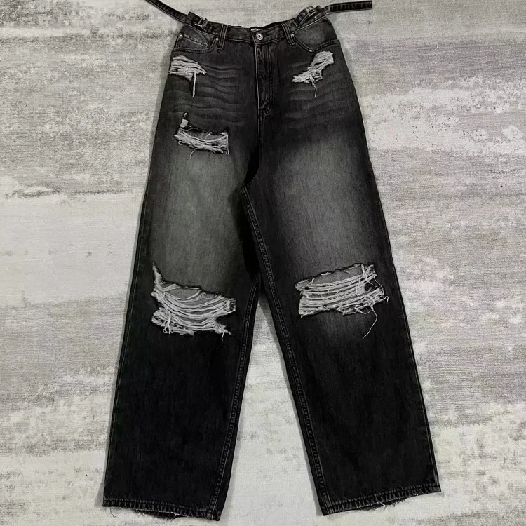 Balenciaga Distressed Wide-Leg