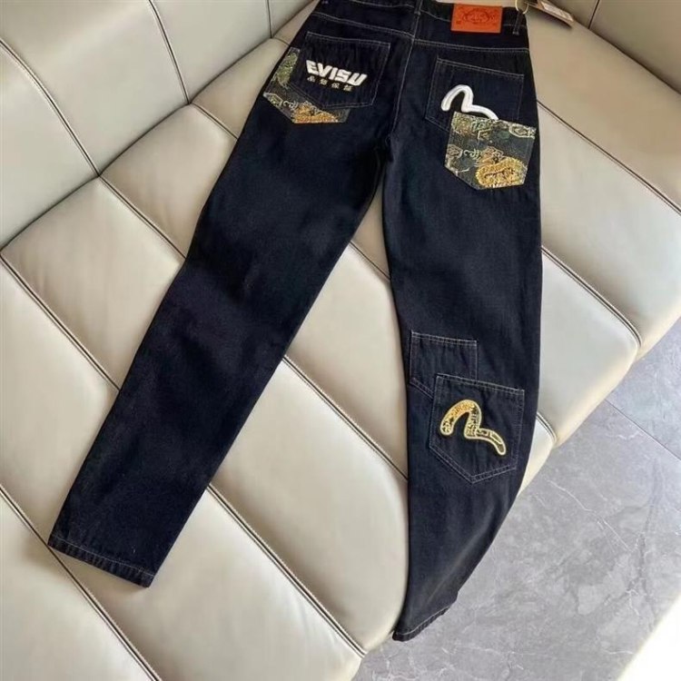 EVISU new embroidered and printed washed denim jeans -2