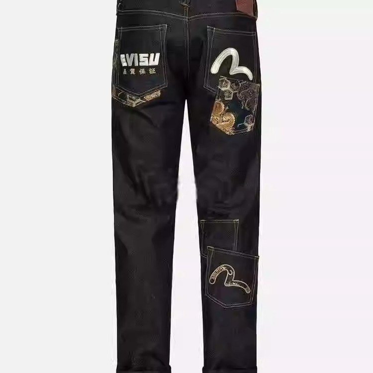 EVISU new embroidered and printed washed denim jeans -3