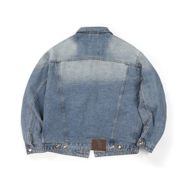 Miu Miu washed blue patchwork denim jacket -2