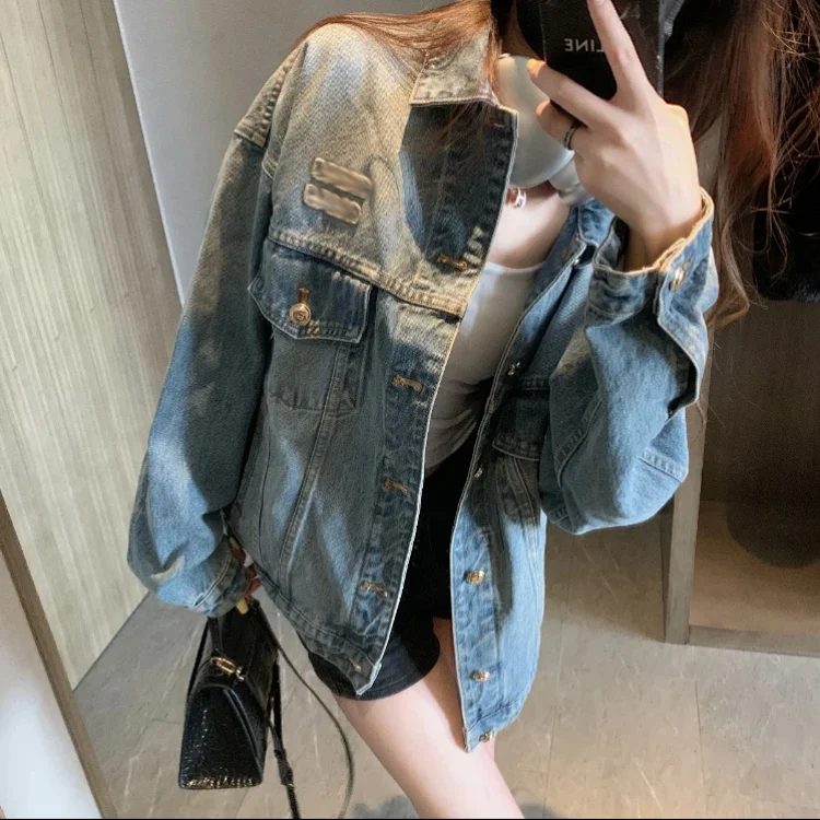 Miu Miu washed blue patchwork 