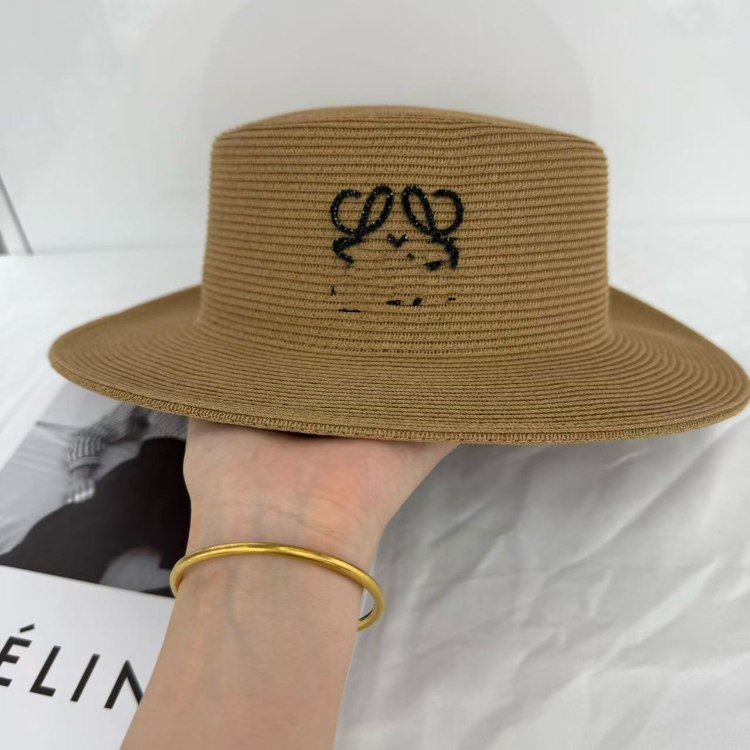 Loewe flat-top straw fisherman hat with sun protection -4