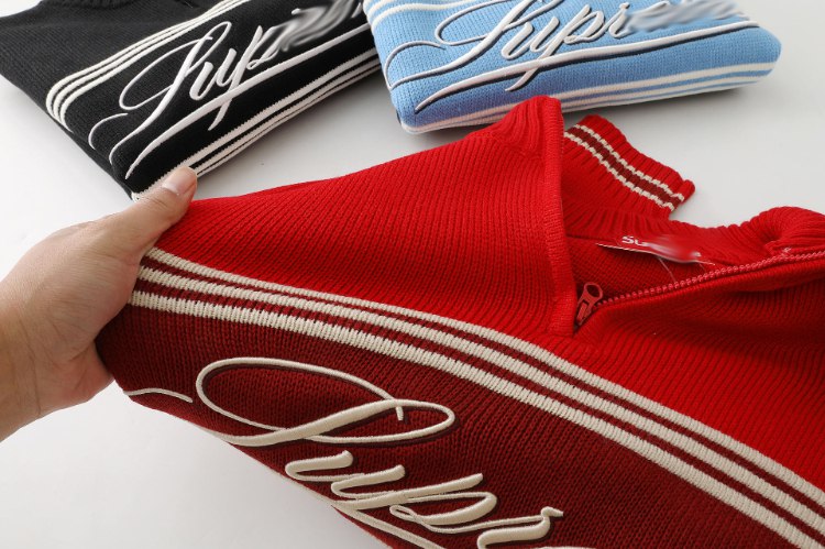 Supreme embroidered striped half-zip sweater -2