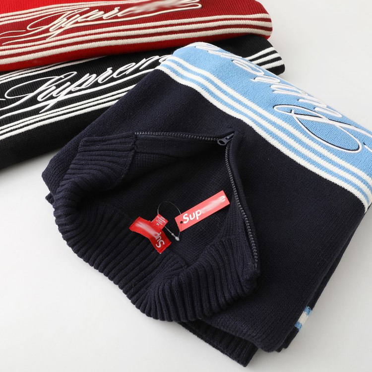 Supreme embroidered striped half-zip sweater -3