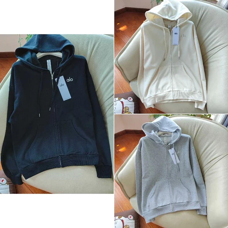 Alo athletic and casual zip-up hooded sweatshirt