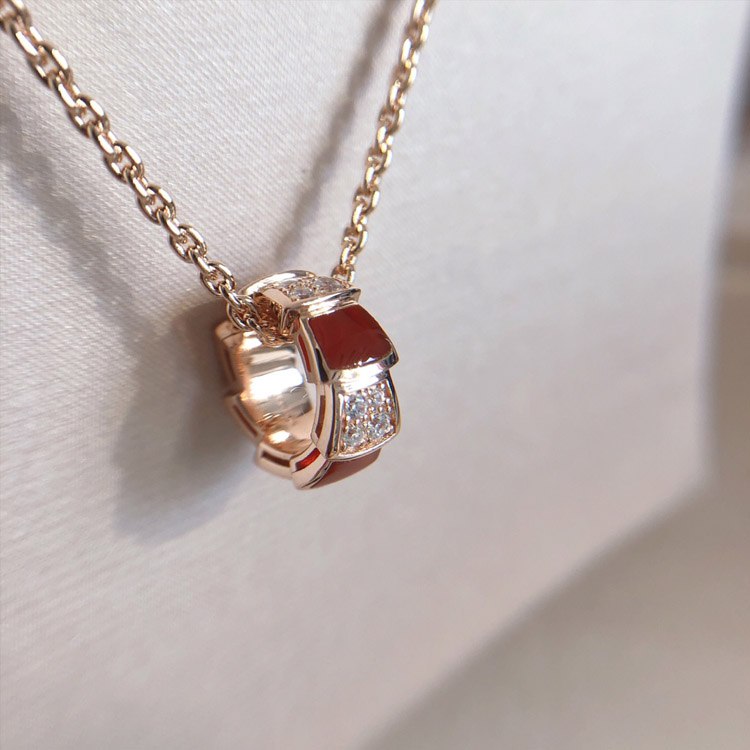 Bulgari diamond snake bone wheel necklace -4