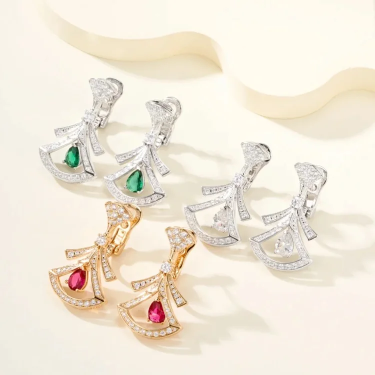 Bulgari diamond mini skirt water drop jewelry show earrings