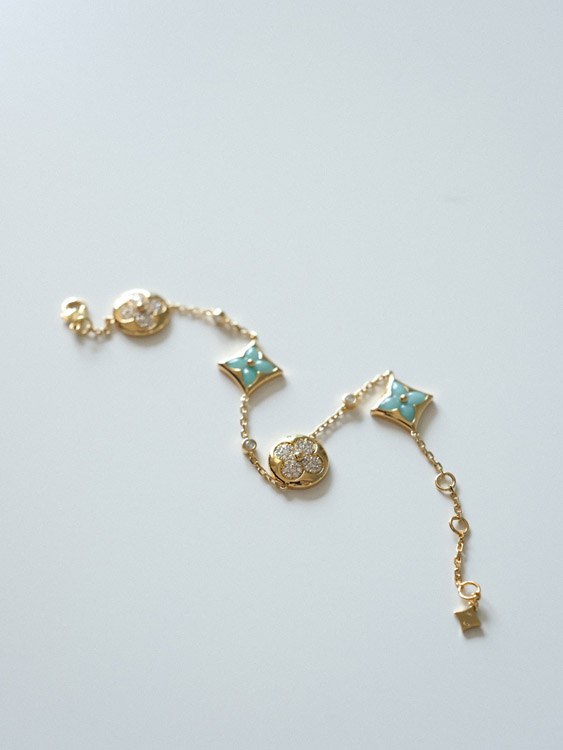  Louis Vuitton LV Amazonite Diamond Four Flower Bracelet -3