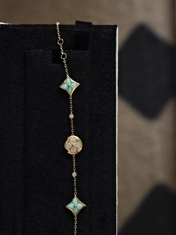  Louis Vuitton LV Amazonite Diamond Four Flower Bracelet -2
