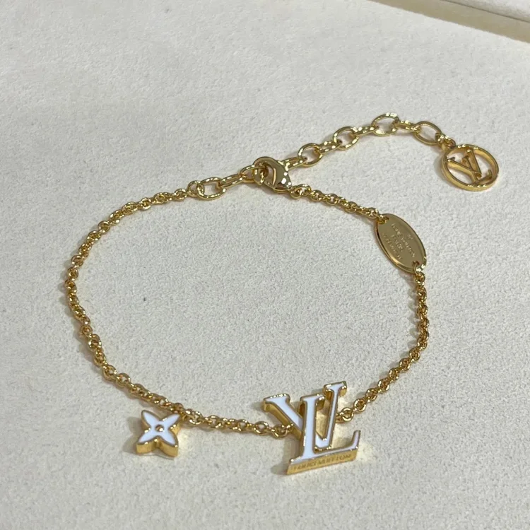 Louis Vuitton LV white enamel 