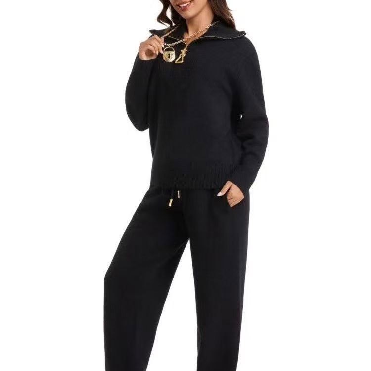 Schiaparelli new lapel half-zip knitted suit -3