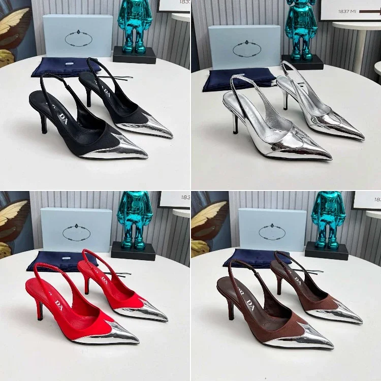 Prada plus-size pointed-toe slingback sandals with stiletto heels