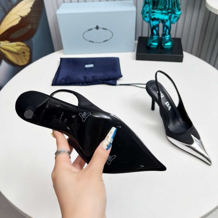 Prada plus-size pointed-toe slingback sandals with stiletto heels -4