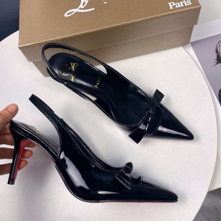   CL Lupitin new open-back pointed-toe sandals with bow detail -4
