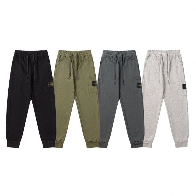  Stone Island logo solid color pure cotton casual sweatpants -2