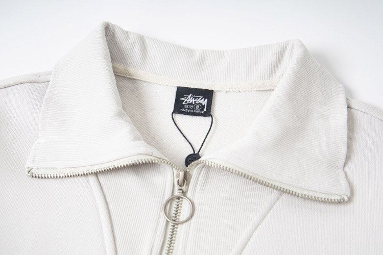 Stussy embroidered zip-up loose-fitting long-sleeved collared sweatshirt -3