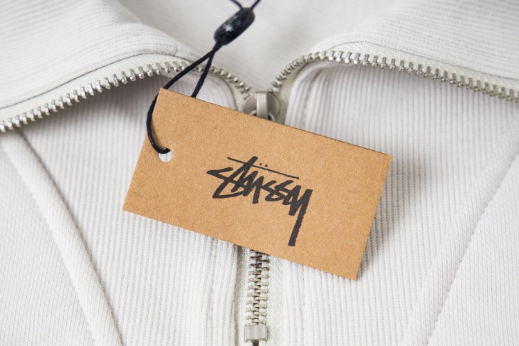Stussy embroidered zip-up loose-fitting long-sleeved collared sweatshirt -4