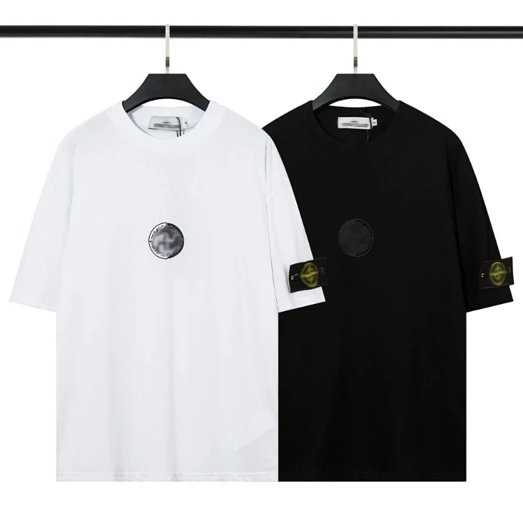 Stone Island double-layered black and white Tai Chi print short-sleeved T-shirt