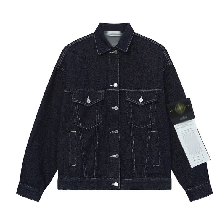 Stone Island vintage washed solid color denim jacket -2