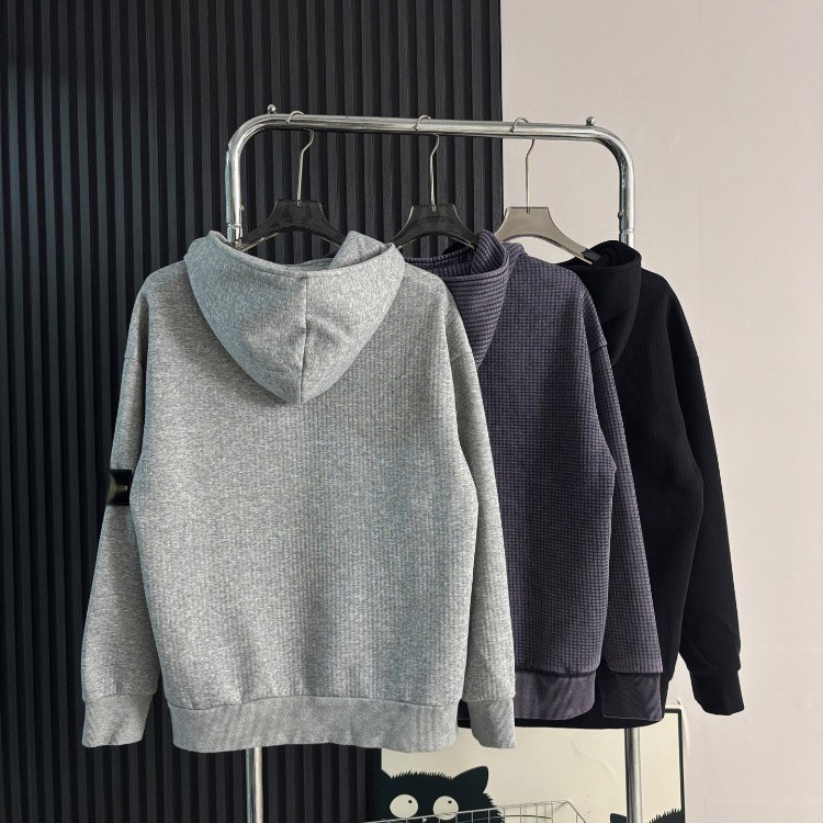 Stone Island classic style cardigan sweatshirt with hood and zipper closure -3