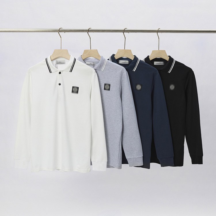 Stone Island Classic Logo Embroidered Long-Sleeve Polo Shirt -2