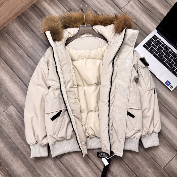 Stone Island 90% Down-filled Hooded Jacket with Fur Collar -3