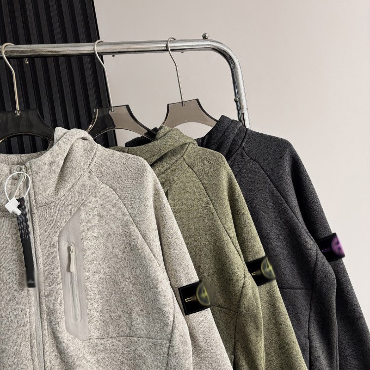 Stone Island zip-up fleece-lined hoodie jacket -3