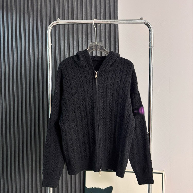 Stone Island zip-up hooded knitted sweater -4