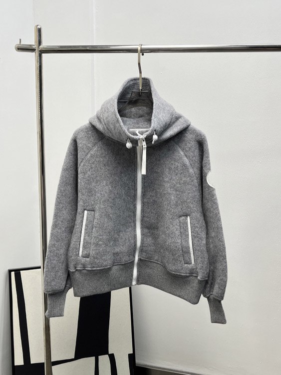 Goose down and lamb wool double-sided fleece thick and warm zippered hooded jacket -3