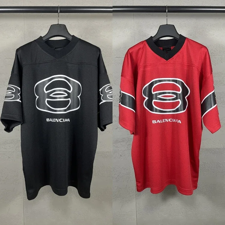 Balenciaga new printed back number 25 jersey style casual loose short-sleeved T-shirt