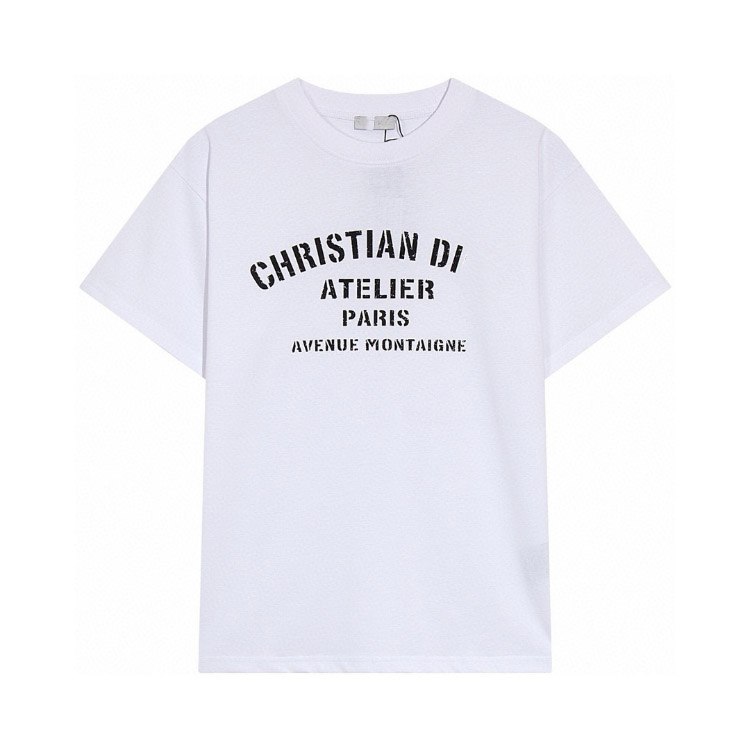 Dior new collection casual loose short-sleeved T-shirt with embroidered letter print -2