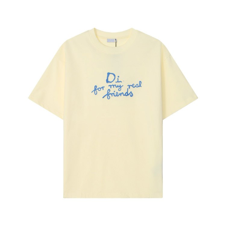Dior new collection casual loose short-sleeved T-shirt with embroidered letter print -4