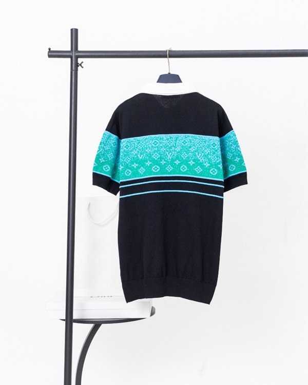 Louis Vuitton LV Dior new collaboration logo checkerboard knit short-sleeved T-shirt -4