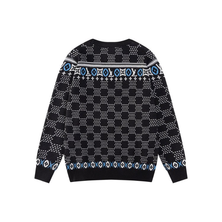 Louis Vuitton (LV) new checkered pattern letter jacquard knit sweater -3