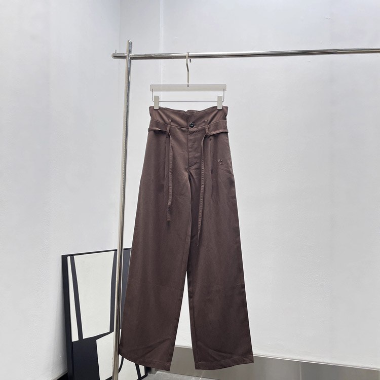 Miu Miu drawstring waist casual trousers with a relaxed, flowing fit -4