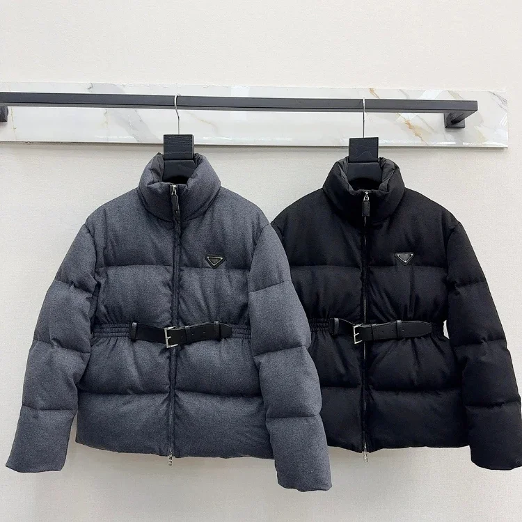 Prada stand-collar wool fabric