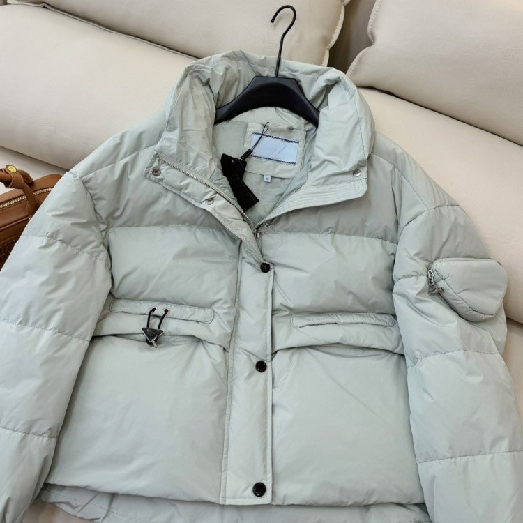 Prada new triangular bag design white duck down and goose down short puffer jacket -2