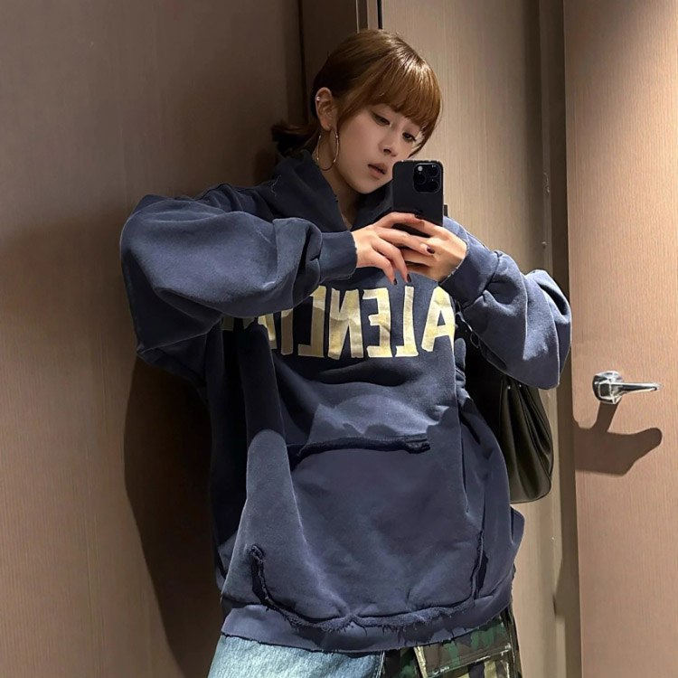  Balenciaga high-end printed loose-fitting pure cotton hooded sweatshirt -4