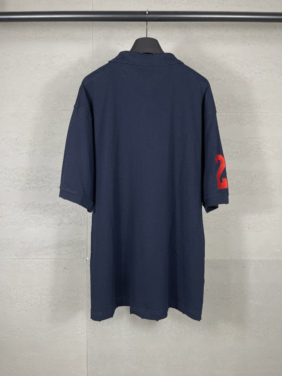 Burberry distressed, embroidered horse logo, loose-fitting casual polo shirt -2