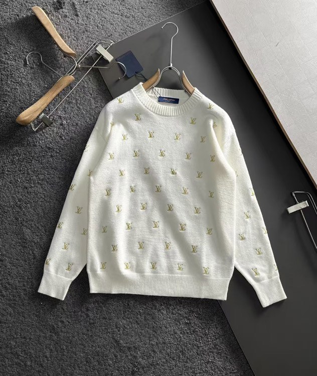 Louis Vuitton LV all-over embroidered letter knit sweater -2