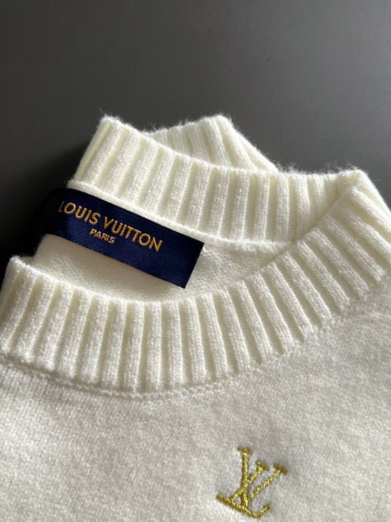 Louis Vuitton LV all-over embroidered letter knit sweater -4