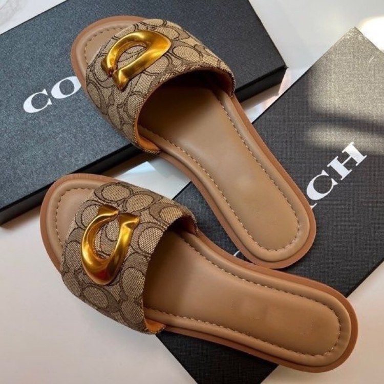 Coach new canvas flat slide sandals -3