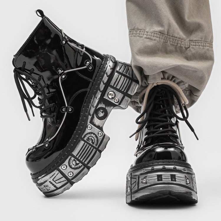 Stella Weisz Retro Fashion Dark Motorcycle Martin Boots -3