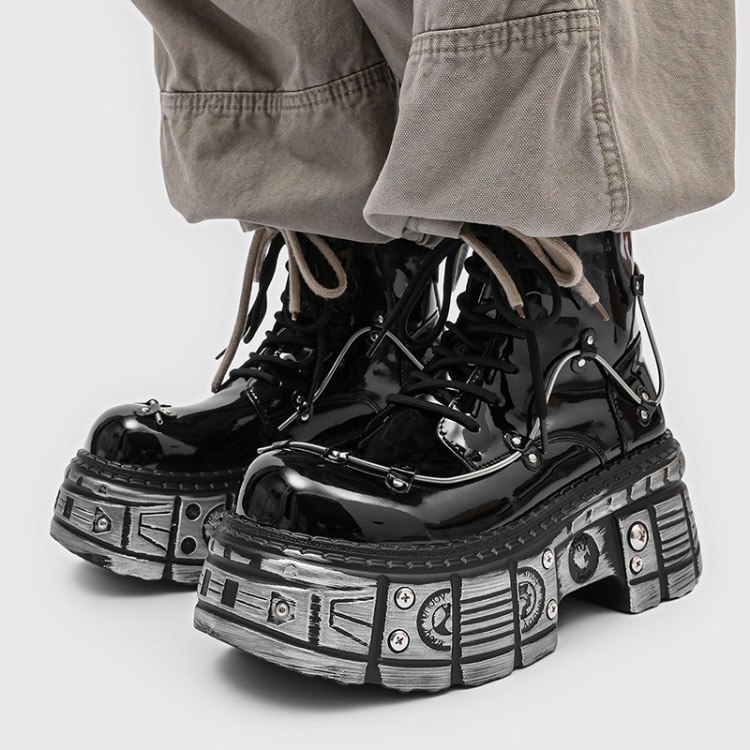 Stella Weisz Retro Fashion Dark Motorcycle Martin Boots -4