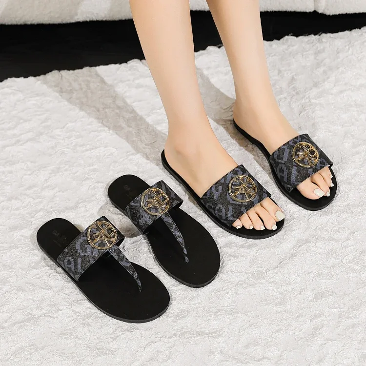 GalxBoy Plus Size Flat Sandals with Metal Buckle