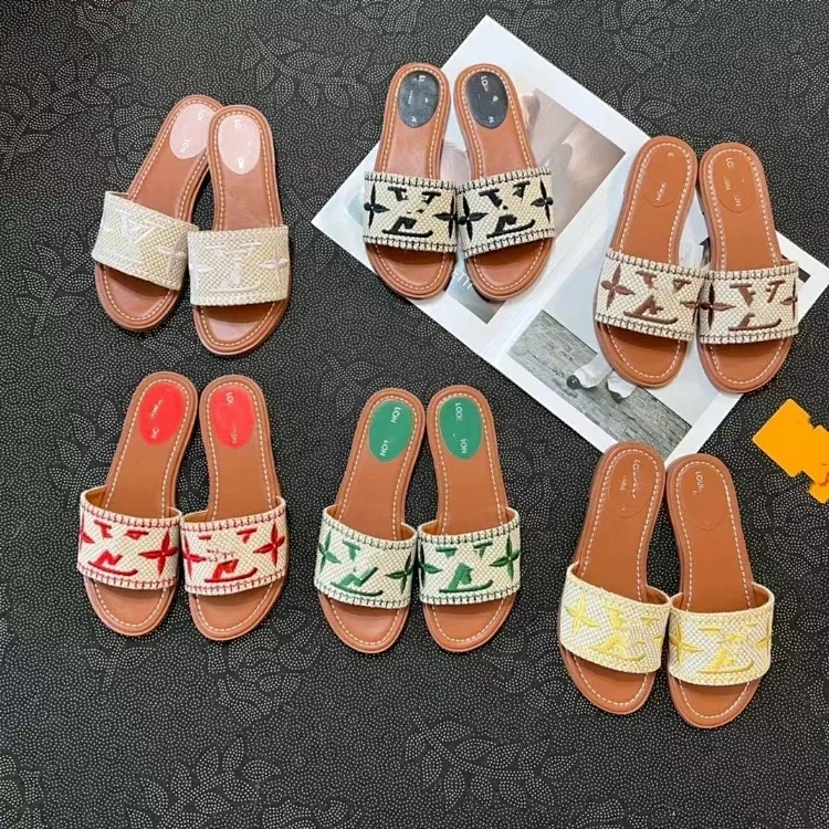Louis Vuitton LV new embroidered slip-on beach sandals