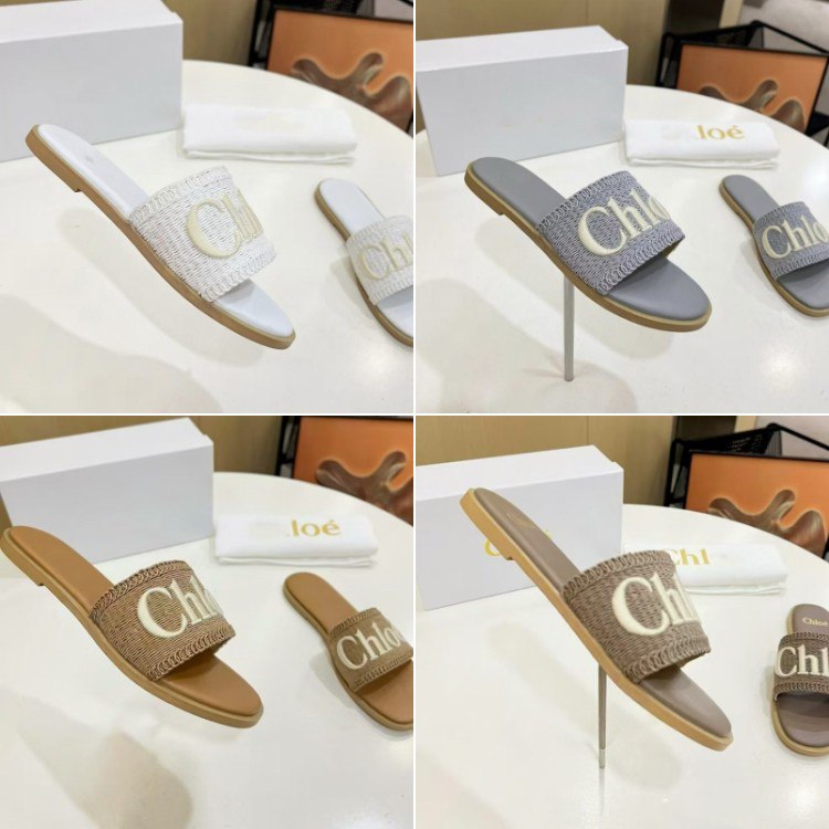  Chloe new stylish linen slide sandals -2